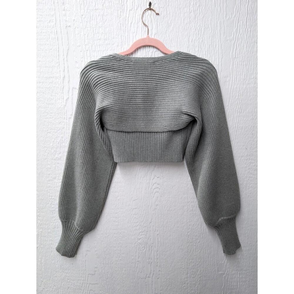 NWT Zara Ribbed Arm Warmers & Strapless Top Bodice Set Gray Green Size Medium - Picture 7 of 8